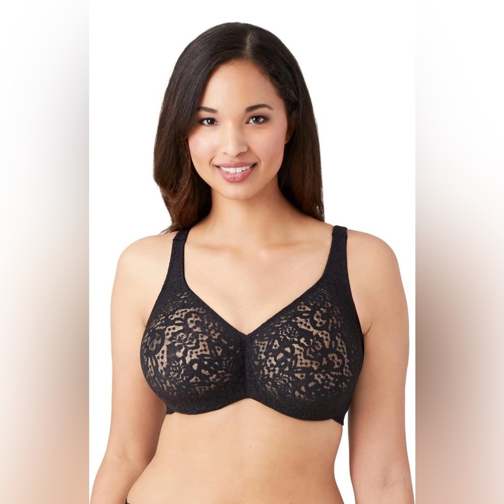 Wacoal 65547 Women Size 38D Halo Lace Full Coverage Underwire Bra New Black